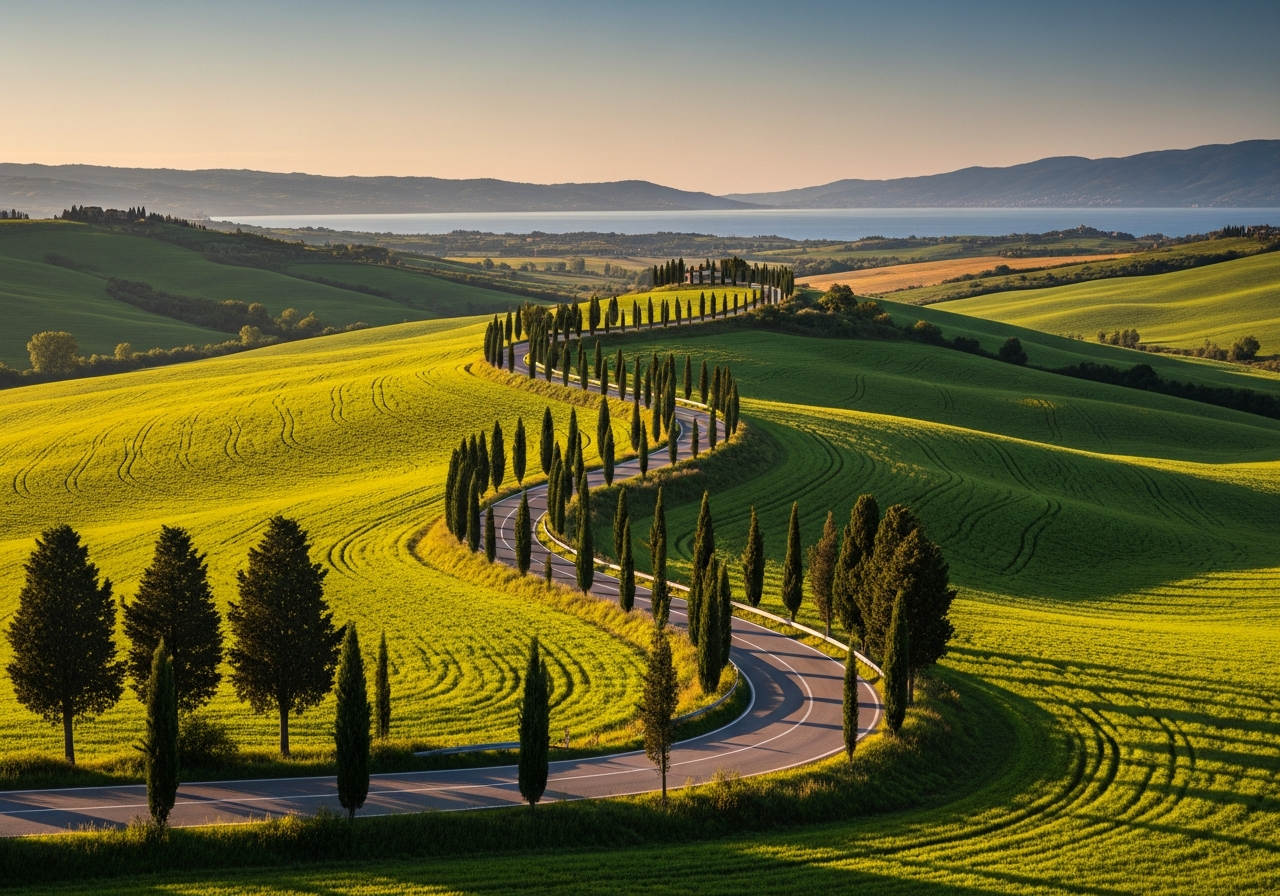 Route de campagne italienne vers la côte adriatique